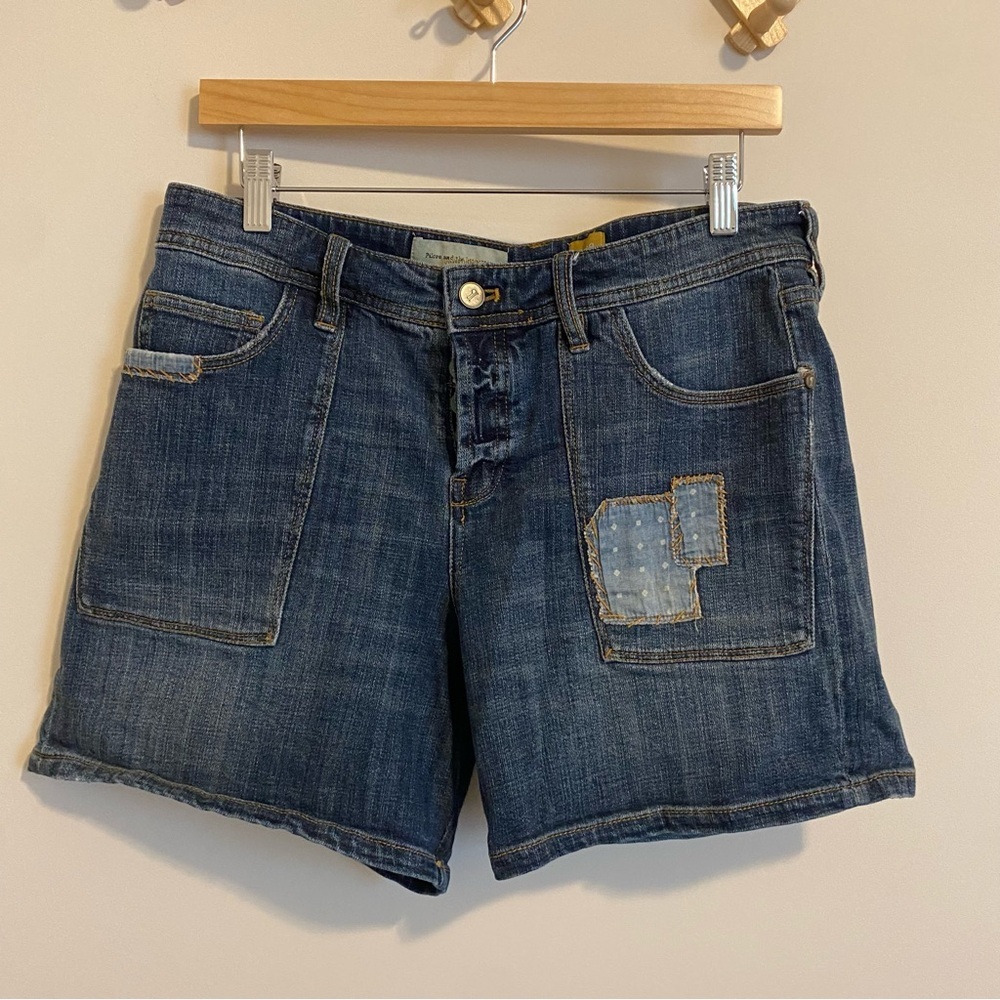 Pilcro and the Letterpress Denim Patchwork Shorts size 29